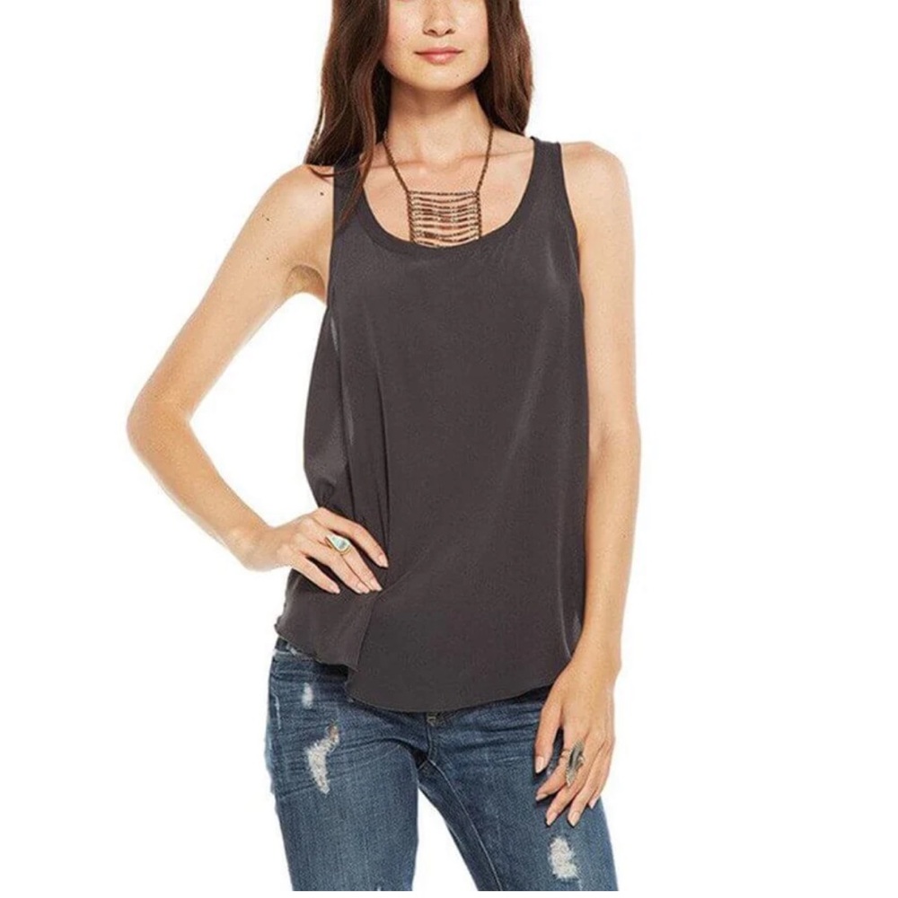 Chaser Semi Sheer Silk Drape Back Tank